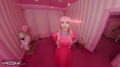 Cute Princess Bubblegum from Adventure time loves to fuck on her bed in her tight shaved pussy