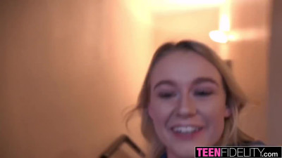Rough banging with teen blonde Kenzie Kai and a big white cock