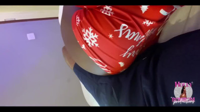 Phat ass ebony chick is letting her man fuck the life out of her pussy as a Christmas present
