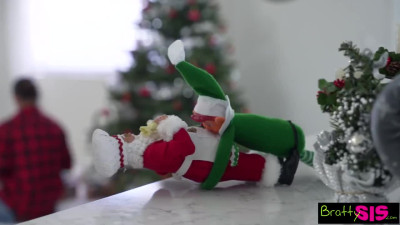 Slender stepsisters gift tight pussy fucking for Christmas for lucky pervy stepbro