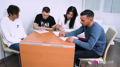 The college girl and teacher give a lesson on getting that pussy