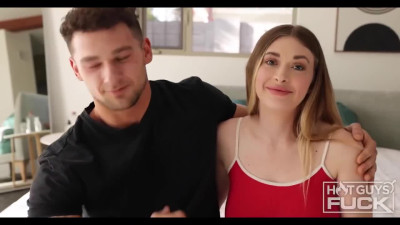 Cute curvy Blonde Lindsay Lee was fucked by a pupmed up guy on a bed