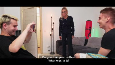 Sex-obsessed luxurious blonde tutor Malusha lets the pair of friends enjoy her fully