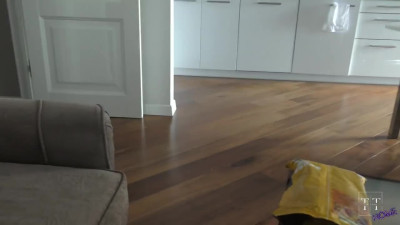 Sporty slender blonde with round perfect tits gets fucked by her bf by the window