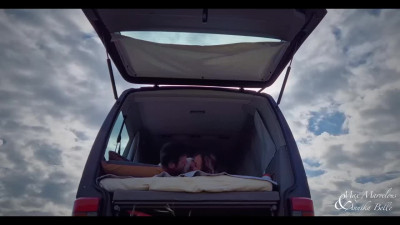 Real couple has passionate and intense sex in a tent outdoor during their camping trip