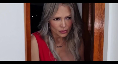Grey-haired mamacita Monique Fuentes takes her young lover to sex after the shower