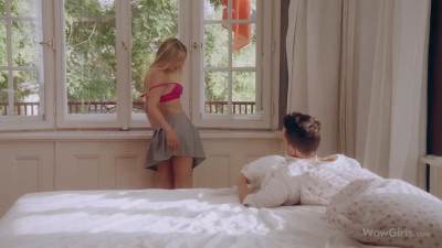 Sensational blonde beauty Lily Blossom rides the cock of her BF