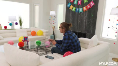 Hot mature blonde pleases her stepson with loud sex in honor of this happy teenager's birthday.