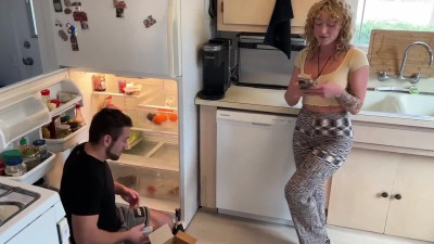 Curly haired stepsis is sucking and riding her insolent stepbro's cock