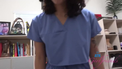 Amateur teen nurse Nico Luva smokes while banging in POV