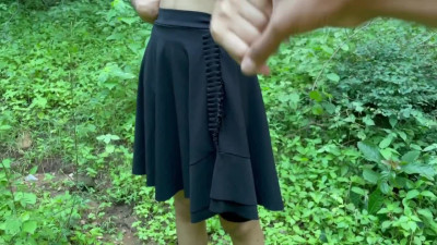 Indian girlfriend with perky tits gets creampied by BF in the forest