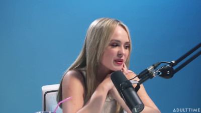 Adorable young blonde satisfies her hungry pussy with a couple of toys after an interview