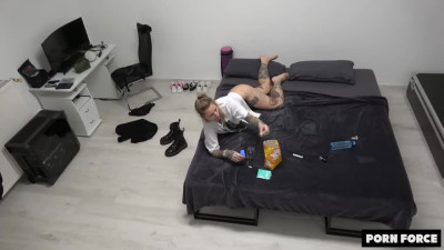 Tattooed Lisa Rocketcock licks balls before riding cock