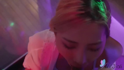 Bright young Chinese woman is having a great time on a yacht jumping on her friend's cock.