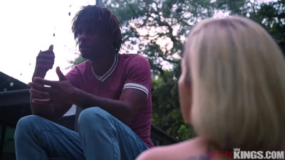 Blonde slut goes crazy with pleasure when her black cock diligently drills the bbc into her pussy.