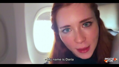 Beautiful redhead hooks up with guy she met on a plane