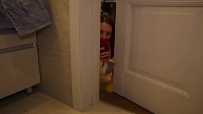Redheaded bitch took a picture with her stepdad's dick and got an anal as a gift