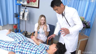 Skinny white babe Lily Larimar gets licked and fucked by Japanese doctor and patient