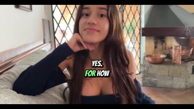 18yo Brazilian cutie with fake tits sucks a big cock