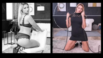 This is the first time a busty model gets such a cheeky kick in her curvy ass in a porn casting.