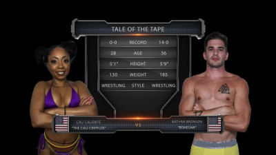 Wild ebony Cali Caliente gets into a sexy EvoFight with Nathan Bronson