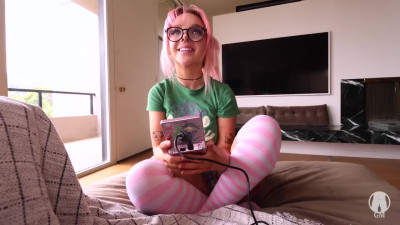 Cutie gamer loses a bet and rides his thick cock POV