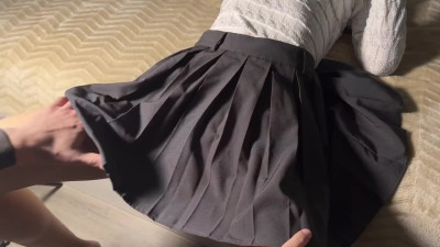 My professor rubs his naughty dick against my pussy in panties