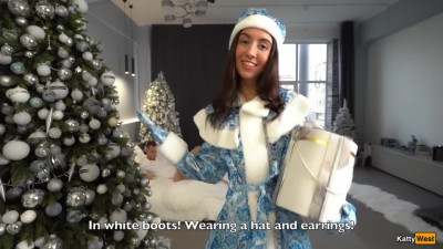 Couple of guys receive an unforgettable Christmas gift from a skinny Russian snow maiden.