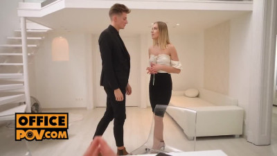 Blonde Angelika enjoys two thick cocks in her holes POV