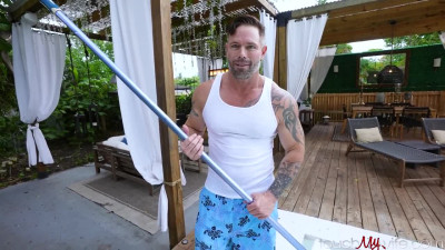 Busty queen of lust engages a pool cleaner in a crazy homemade trio with her husband.