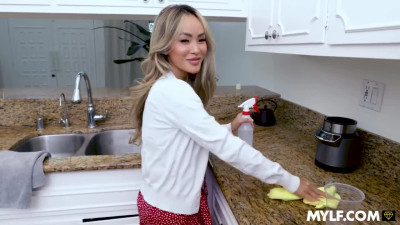 Asian Milf can't get enough of stepson's cock in the shower
