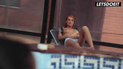 Perfect lesbian threesome in a pool with hot MILFs