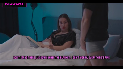 Reading stepmother KissCat rubs her stepson's dick to help him out
