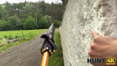Sexy teen in pantyhose rides cock after bj outdoors - Hunt 4K