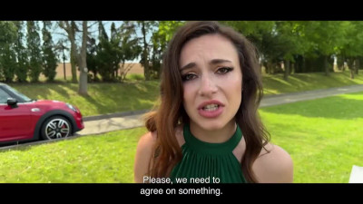 Sexy Slim Rich Bitch Can't Pay Off Her Debts & Invites a Collector To Fuck Her Hard On the Lawn