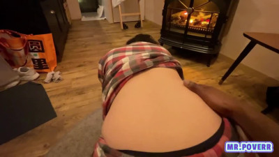 Attractive neighbor begins to feel satisfied when there is a BBC in her pussy.
