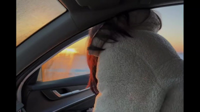 Perfect Russian inked babe got fuck in a car for a ride