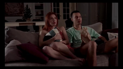 Cute redhead in summer dress wants to fuck instead of watching films