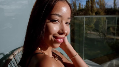 Slender asian chick is getting fucked hard by two big cock guys