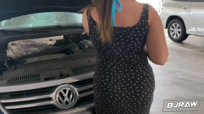 Curvy Buxom Natasha Nice Combines Premium Blowjobs & Titfuck To Thank a Mechanic For Fixing Her Car