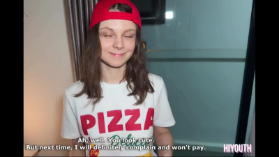 Cute Slim Petite Pizza-girl Lets the Client Fuck Her Hard To Compensate Him For the Eaten Pizza