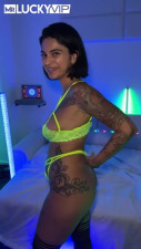 Inked cutie Azzy enjoys a hard cock insdie, after tasting it POV