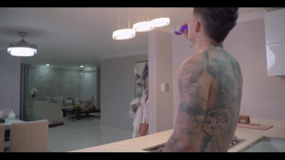 Cheating Milf shakes big boobs when fucking hunk in the kitchen