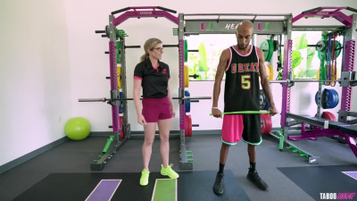 Exercise turned into a loud interracial trio with double penetration in the holes of Cory Chase.