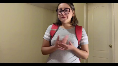 Chubby nerdy babe rides my cock with her big ass to get my creampie