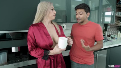 Cory Chase woke up horny and fucked her stepson for breakfast