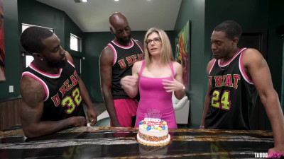 Dashing blonde housewife given ton of bbc after her birthday cake