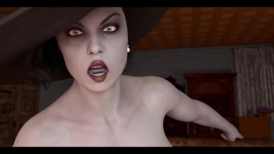 3d animated Lady Dimitrescu is craving for a villager's hard boner