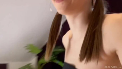 Cute Slim Teen Kate Quinn Squeezes Some Cum On Her Titties After Rounds Of Handjob, BJ & Dick Riding