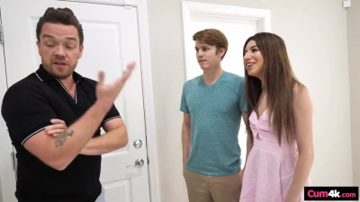 Slim Camilla Cream fucks bf's dad in front of him